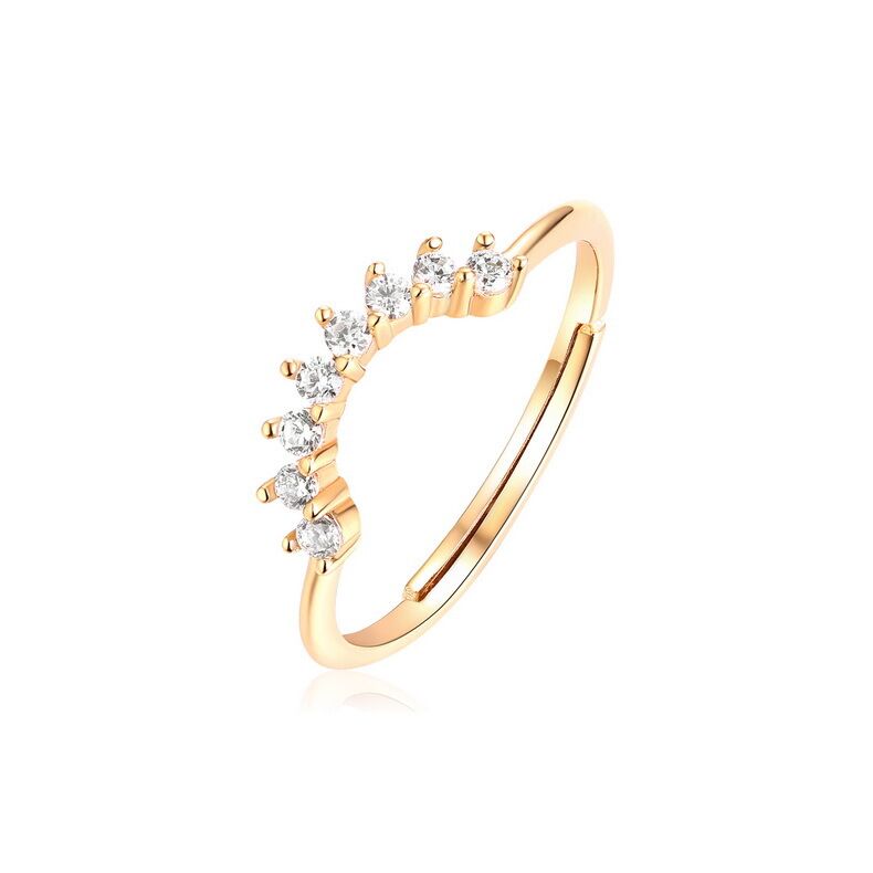 S925 Sterling Silver Ring with 9k Yellow Gold Plating White Cubic Zirconium /Black Cubic Zirconium